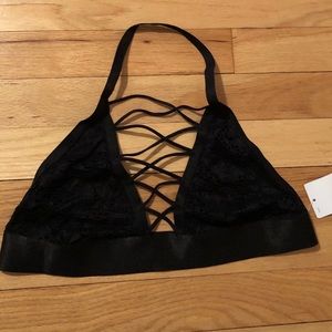 Lace Halter Bra with Crisscrossed Straps